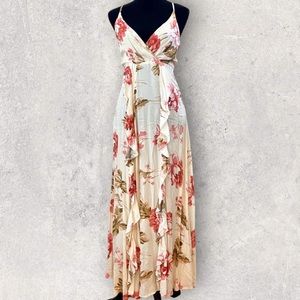 NWT - Lucky Leaves Woman's Size Small Floral Ruffle Maxi Dress
